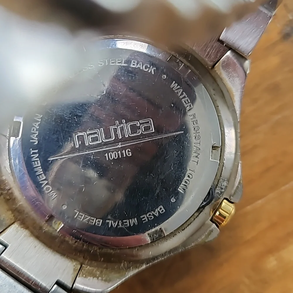 Vintage Nautica silver & gold watch men's